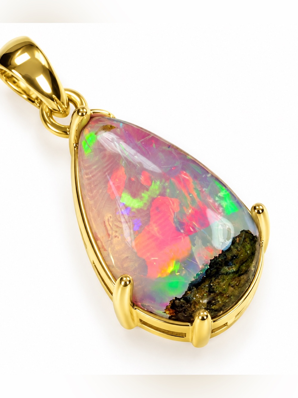 9.4ct Opal Matrix with Volcanic Matrix Pear Cab cut 9.4ct Flagstone Broad Flash
